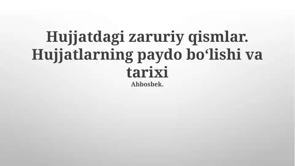 Hujujatdagi zaruriy qismlar