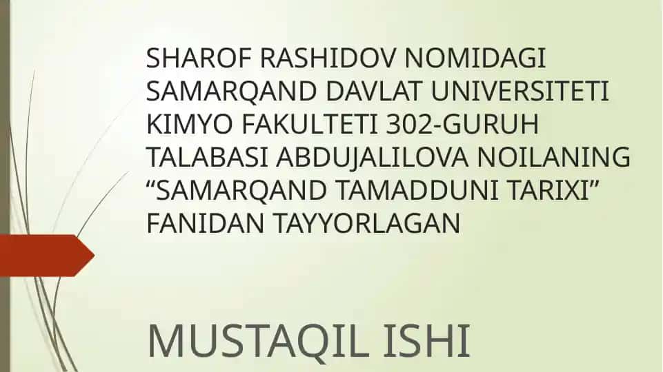 SAMARQAND ME’MORIY YODGORLIGI TARIXI “SHOHI ZINDA”