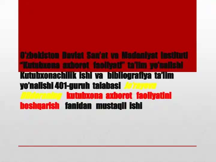 Davlatning kutubxona axborot faoliyati