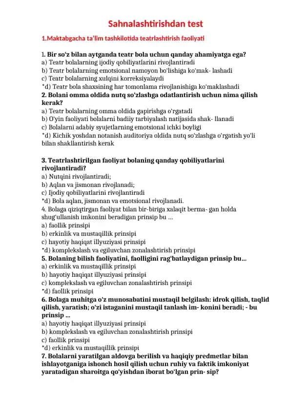 Maktabgacha ta'lim tashkilotida teatrlashtirish faoliyati