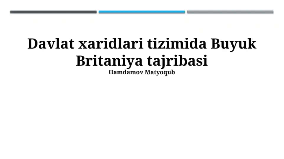 Davlat Xaridlarida Innovatsiyalar