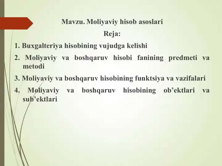 Moliyaviy hisob va hisobot