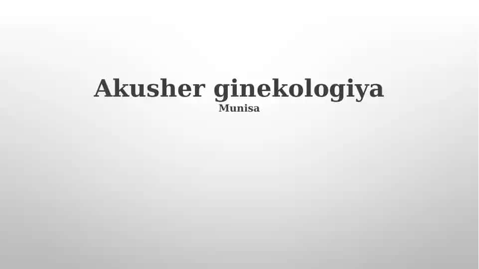 Akusher ginekologiya