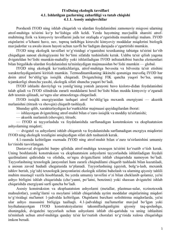 IYoDning ekologik tavsiflari