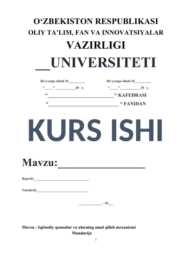 Iqtisodiy qonunlar va ularning amal qilish mexanizmi