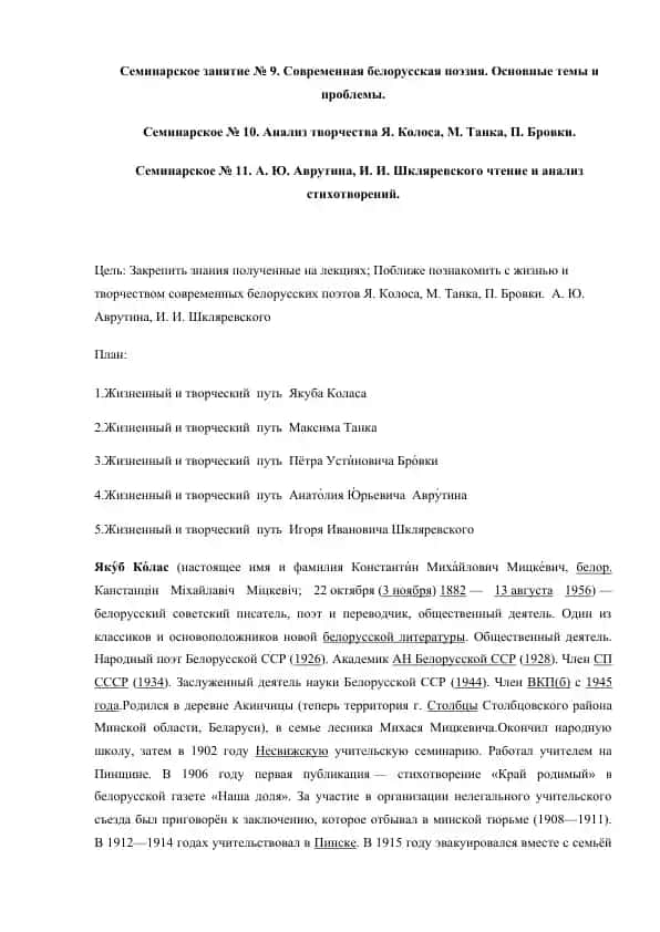 Семинарское занятие о современной белорусской поэзии