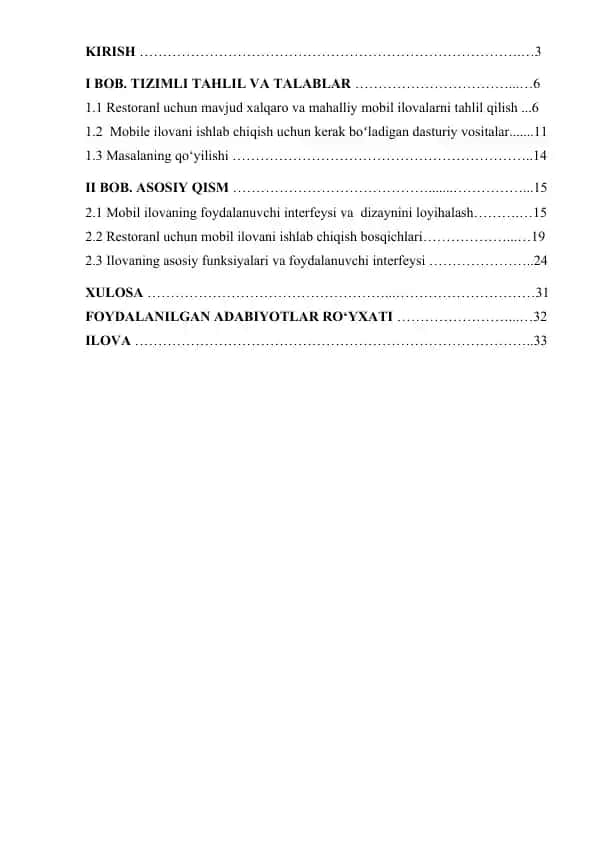 Restoranlar uchun mavjud xalqaro va mahalliy mobil ilovalar