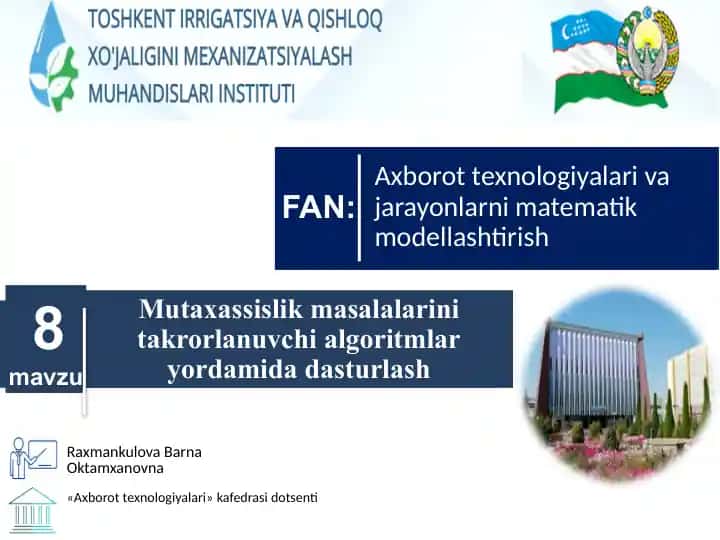 Axborot texnologiyalari vajarayonlarni matematik modellashtirish