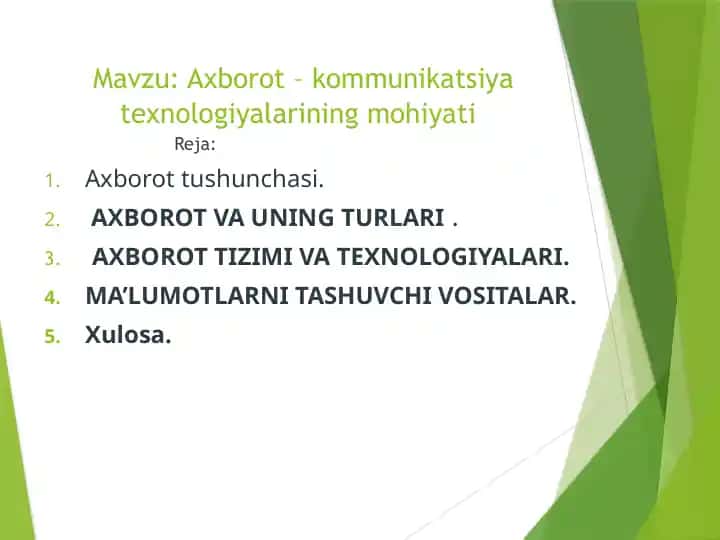 Axborot – kommunikatsiya texnologiyalarining mohiyati