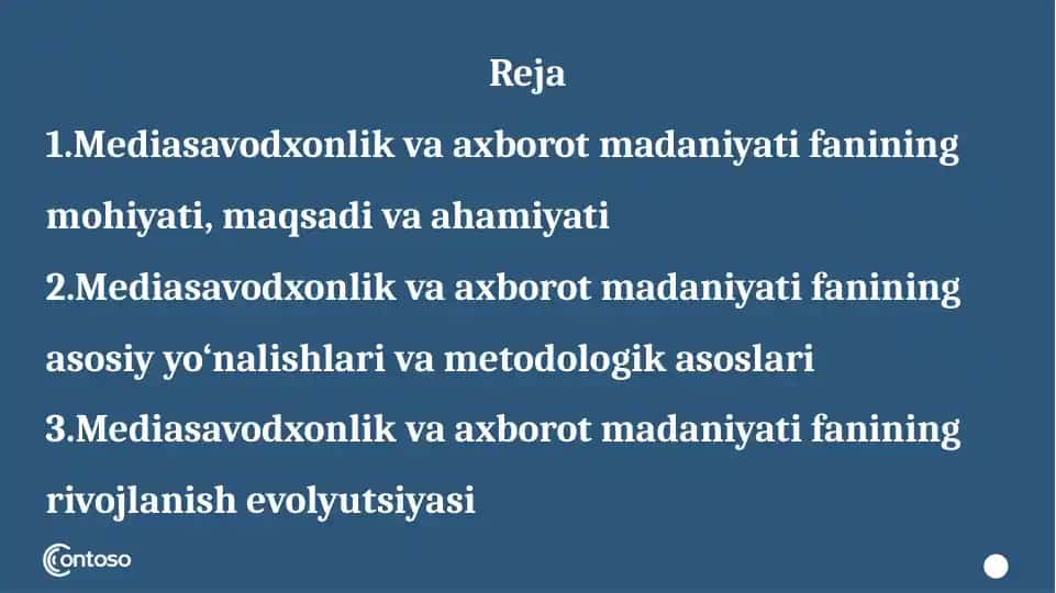 Mediasavodxonlik va axborotmadaniyati fanining mohiyati, maqsadi va ahamiyati