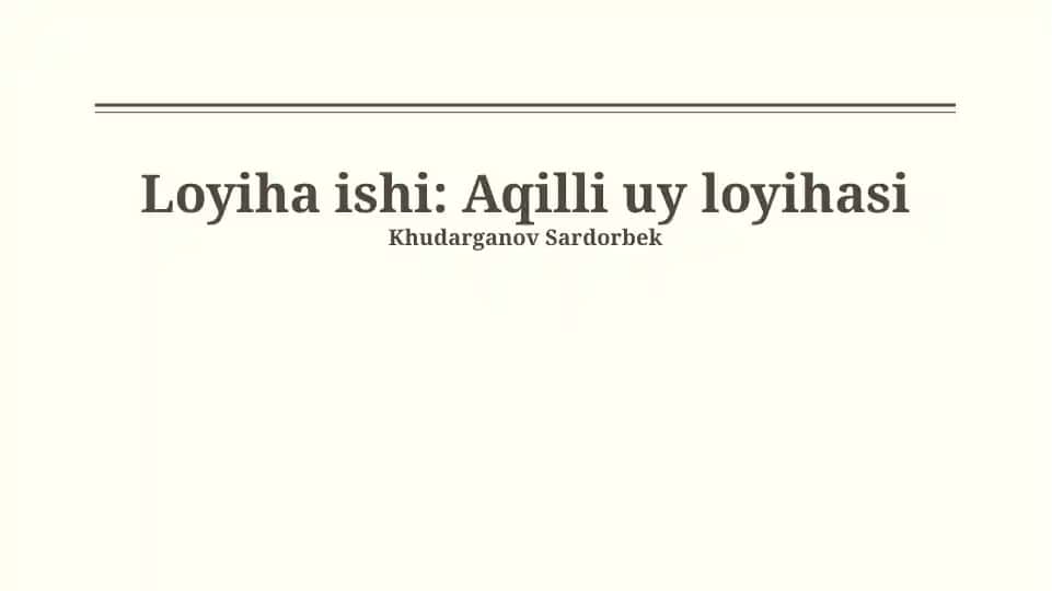 Aqilli uy loyihasi
