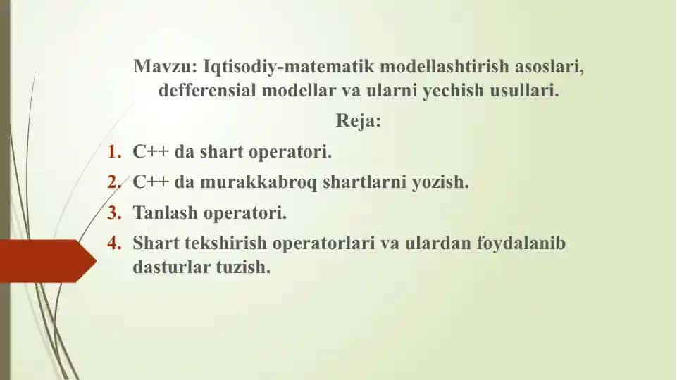 Iqtisodiy-matematik modellashtirish asoslari