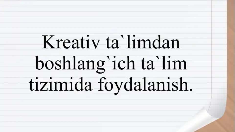 Kreativlik va boshlang'ich ta'lim