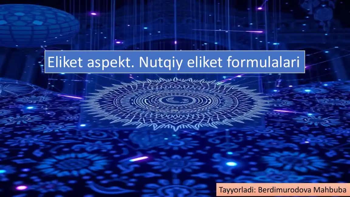 Nutqiy Etiket Formulalari