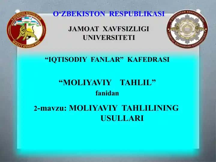 Moliyaviy tahlilining usullari