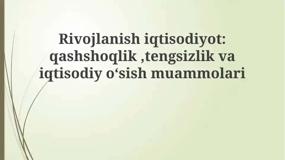 Rivojlanish iqtisodiyotida siyosat va strategiyalar