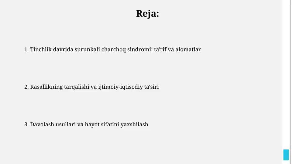Tinchlik davrida surunkali charchoq sindromi
