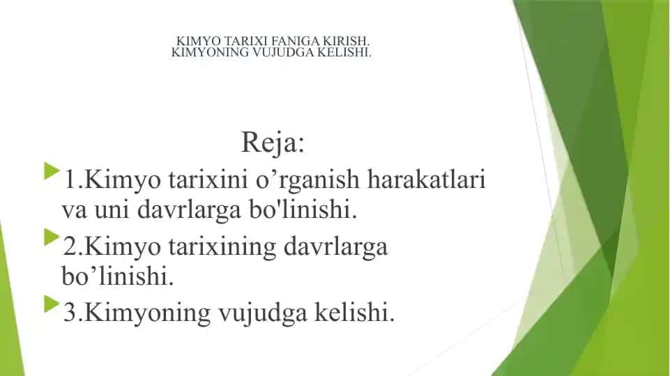 Kimyo tarixi faniga kirish. Kimyoning vujudga kelishi