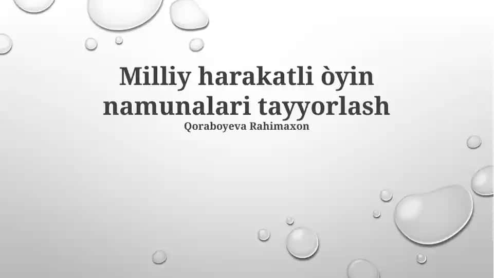 Milliy harakatli òyin namunalari tayyorlash