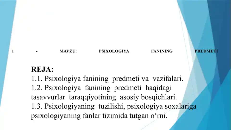 Psixologiya fanining predmeti