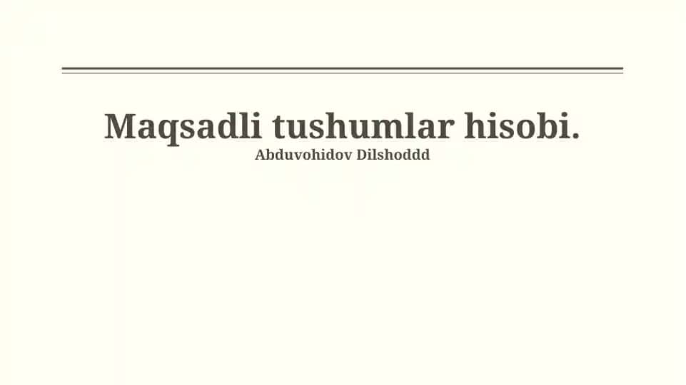 Maqsadli tushumlar hisobi