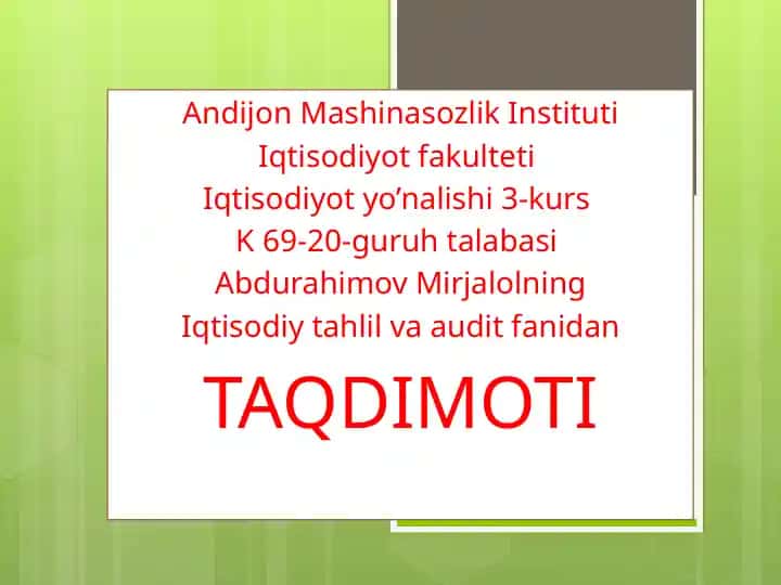 Iqtisodiy tahlilning asosiy prinsiplari