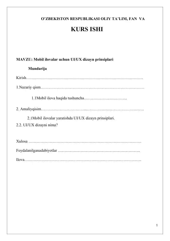 Mobil ilovalar uchun UI/UX dizayn prinsiplari