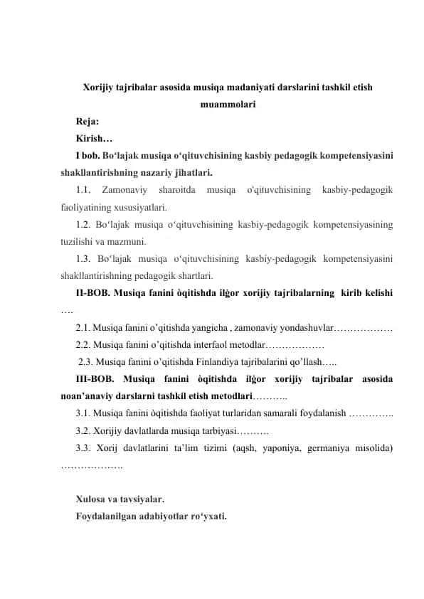 Bo'lajak musiqa o'qituvchisini tayyorlash