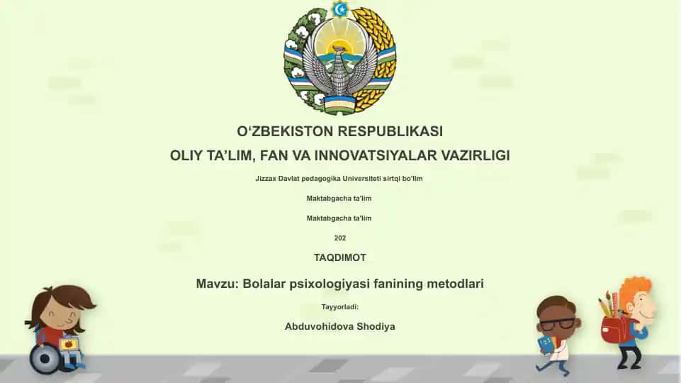 Bolalar psixologiyasi fanining metodlari
