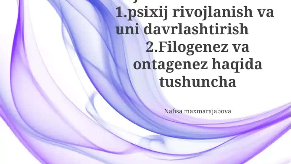 Filogenez va Ontogenez Haqida Tushuncha