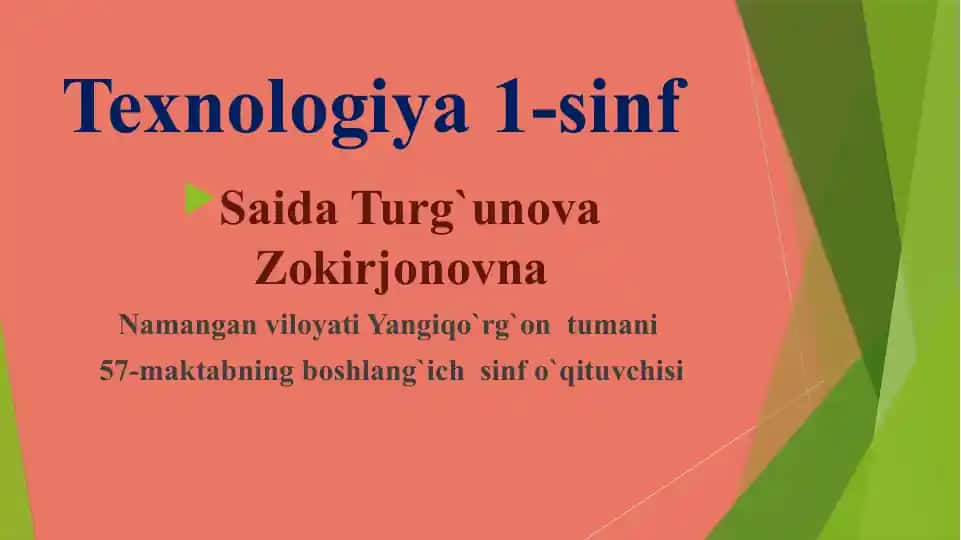 Texnologiya 1-sinf