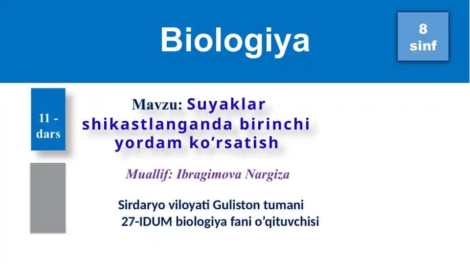 Suyaklar shikastlanganda birinchi yordam ko’rsatish