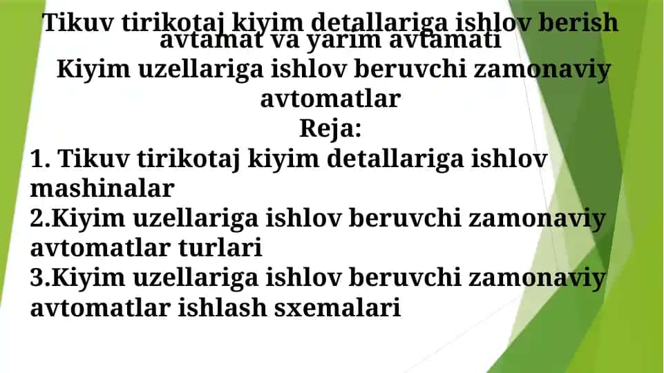 Tikuvtiriko taj kiyim detallari ga ishlov berish avtomati