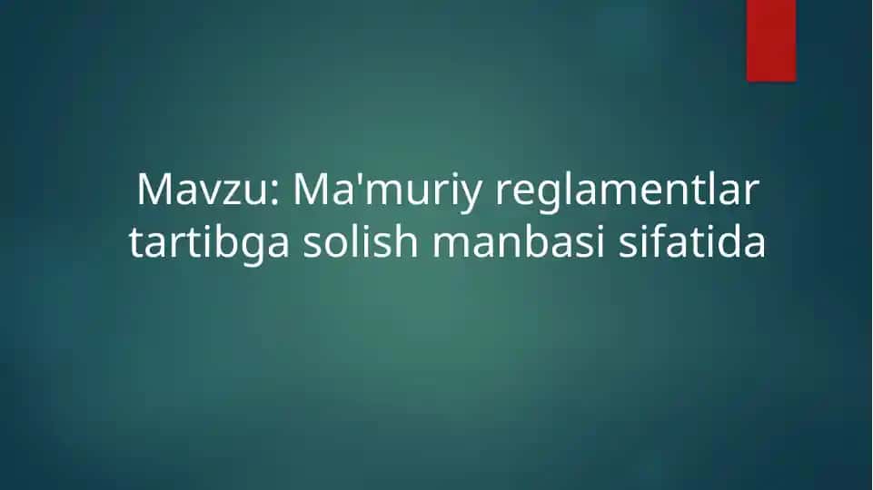 Ma'muriy reglamentlar