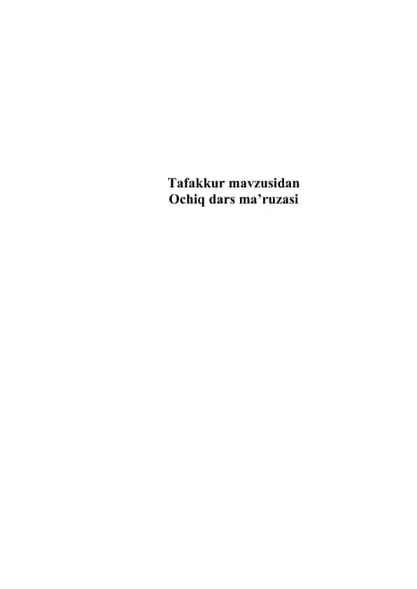 Tafakkur va fikrlash