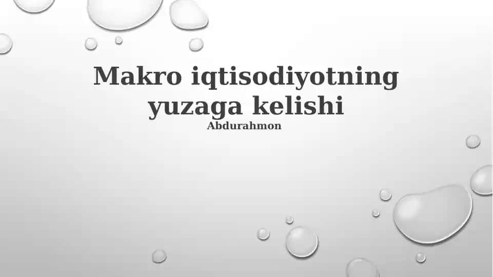 Makro iqtisodiyotning yuzaga kelishi
