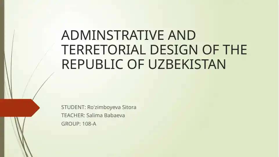 ADMINSTRATIVE AND TERRETORIAL DESIGN OF THE REPUBLIC OF UZBEKISTAN