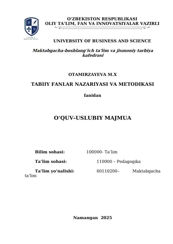 O‘quv-uslubiy majmua