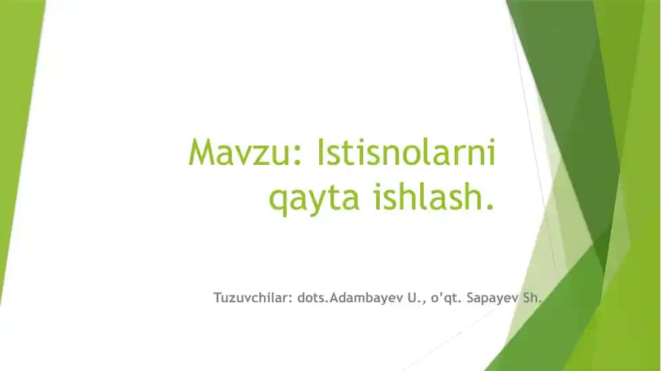 Istisnolarni qayta ishlash