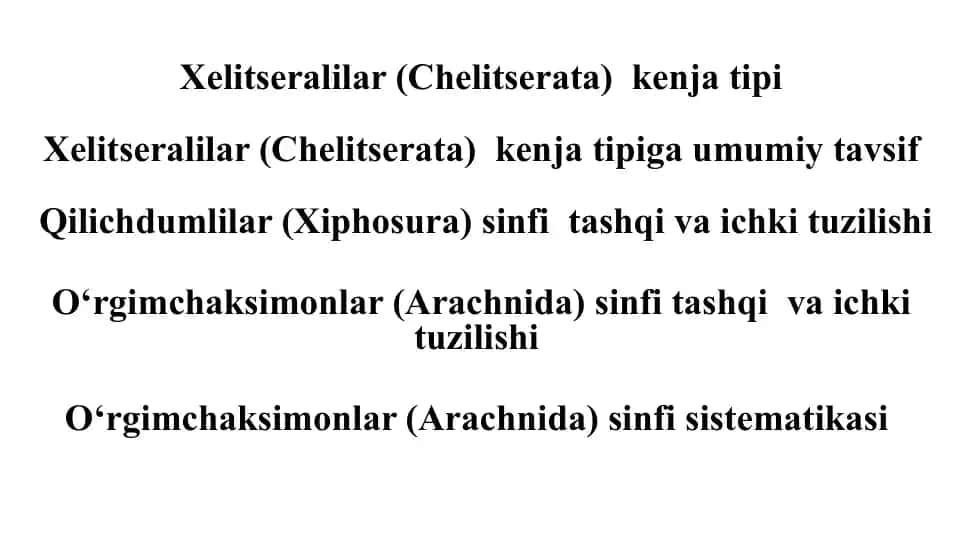 Xelitseralilar (Chelitserata) kenja tipi