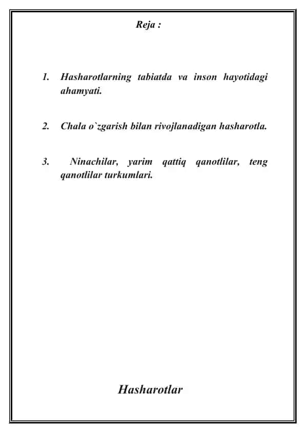 Hasharotlar