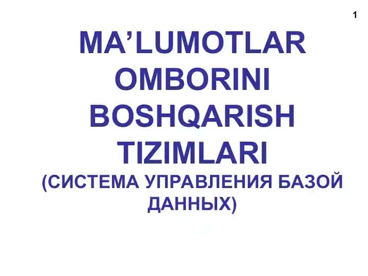Ma'lumotlar omborini boshqarish tizimlari (Система управления базой данных)