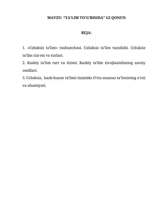 TA’LIM TO’G’RISIDA QONUN