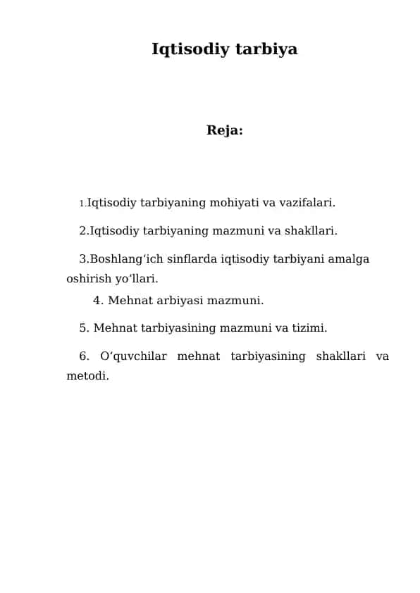 Iqtisodiy tarbiya