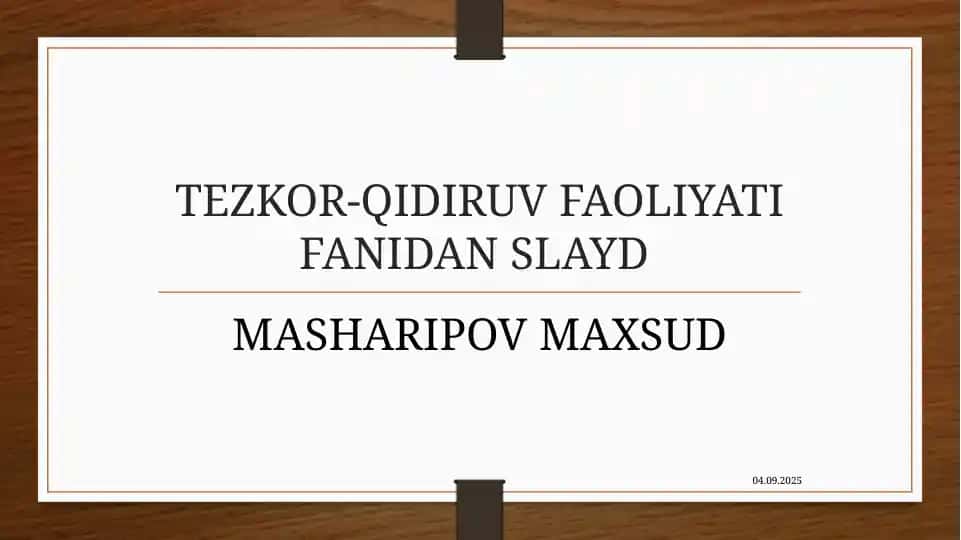 Tezkor-qidiruv faoliyati fanidan slayd