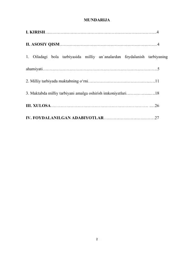 Milliy Tarbiya va uning ahamiyati