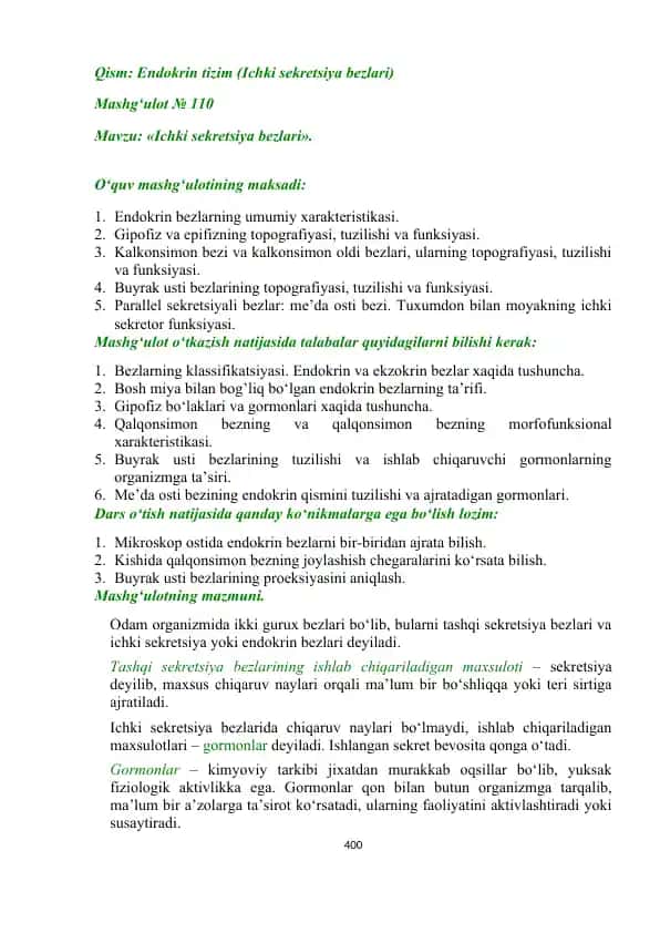 Endokrin tizim (Ichki sekretsiya bezlari)