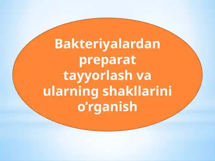 Bakteriyalardan preparat tayyorlash va ularning shakllarini o'rganish