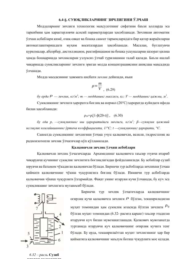 Moddalar zichligini o'lchash