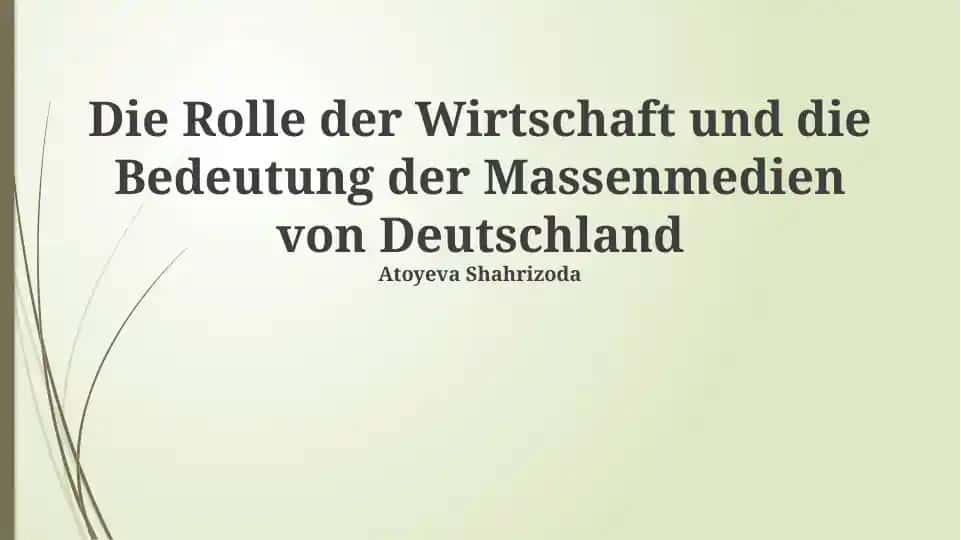 Die Rolle der Wirtschaft und die Bedeutung der Massenmedien von Deutschland